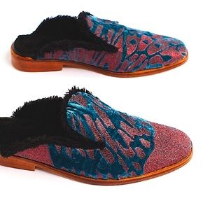 NEW Free People Collection Embroidered Velvet Mule